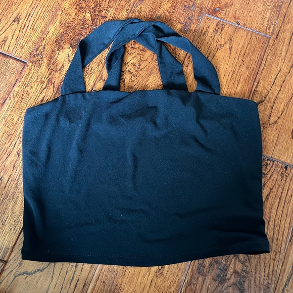 Dynamite Tops - Dynamite Black Cross strap Bandeau Top